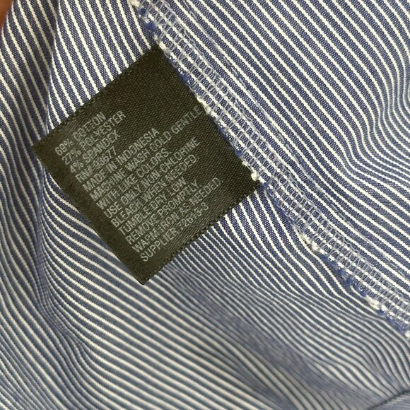 Worthington Woman 2X Blue Striped Button-Down Shirt 3/4 Sleeve Business Casual - Picture 4 of 12